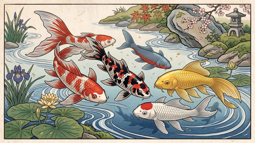 koi butterfly illustration